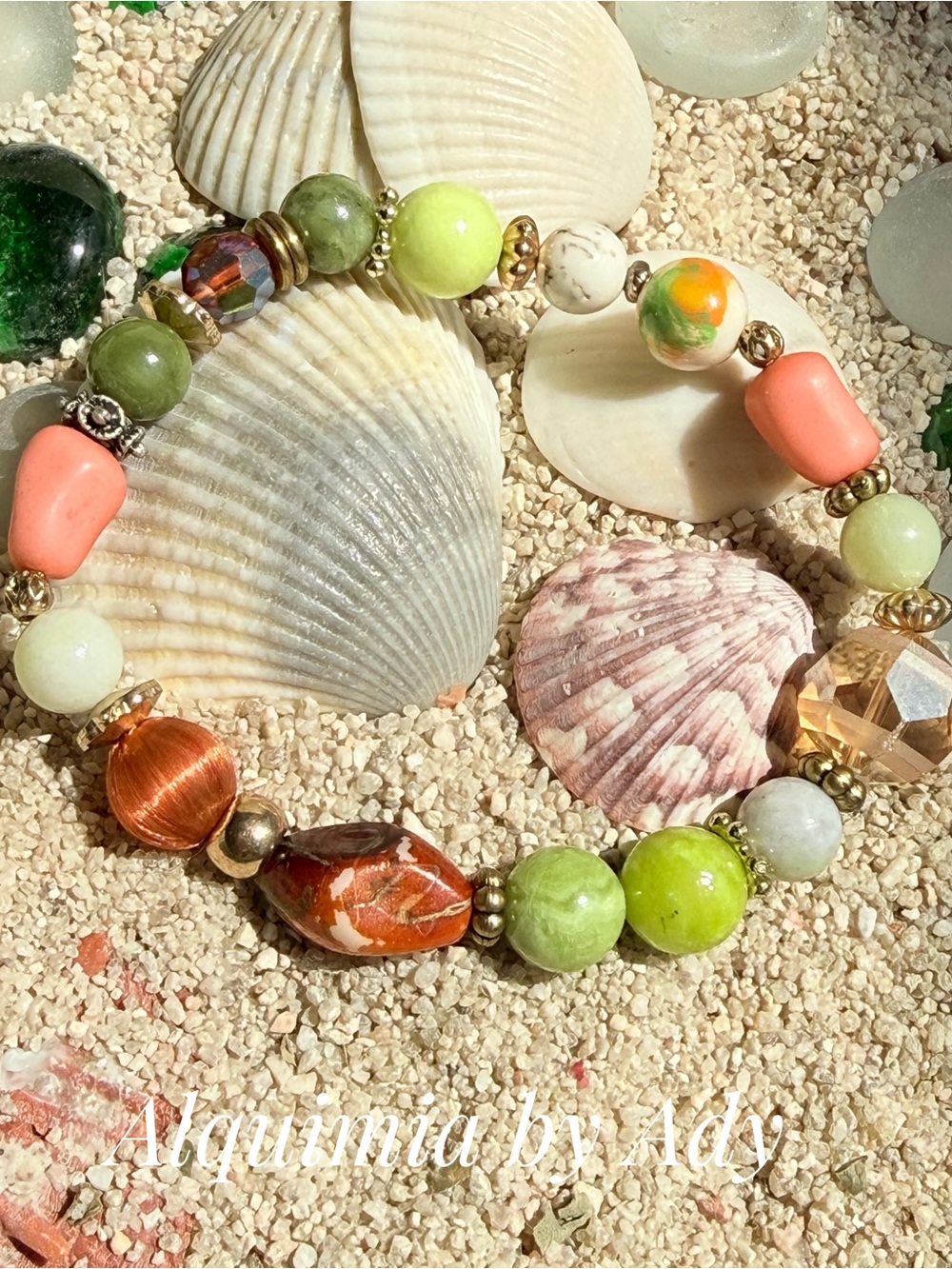 APPLE GREEN Jade beaded handmade bracelet